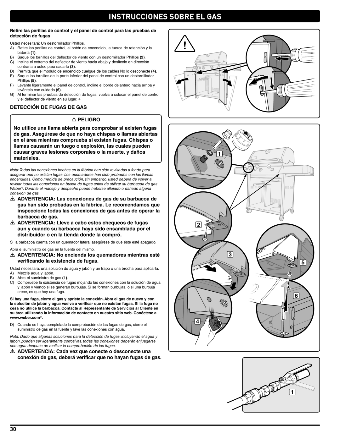 Weber 56515 manual Detección DE Fugas DE GAS 