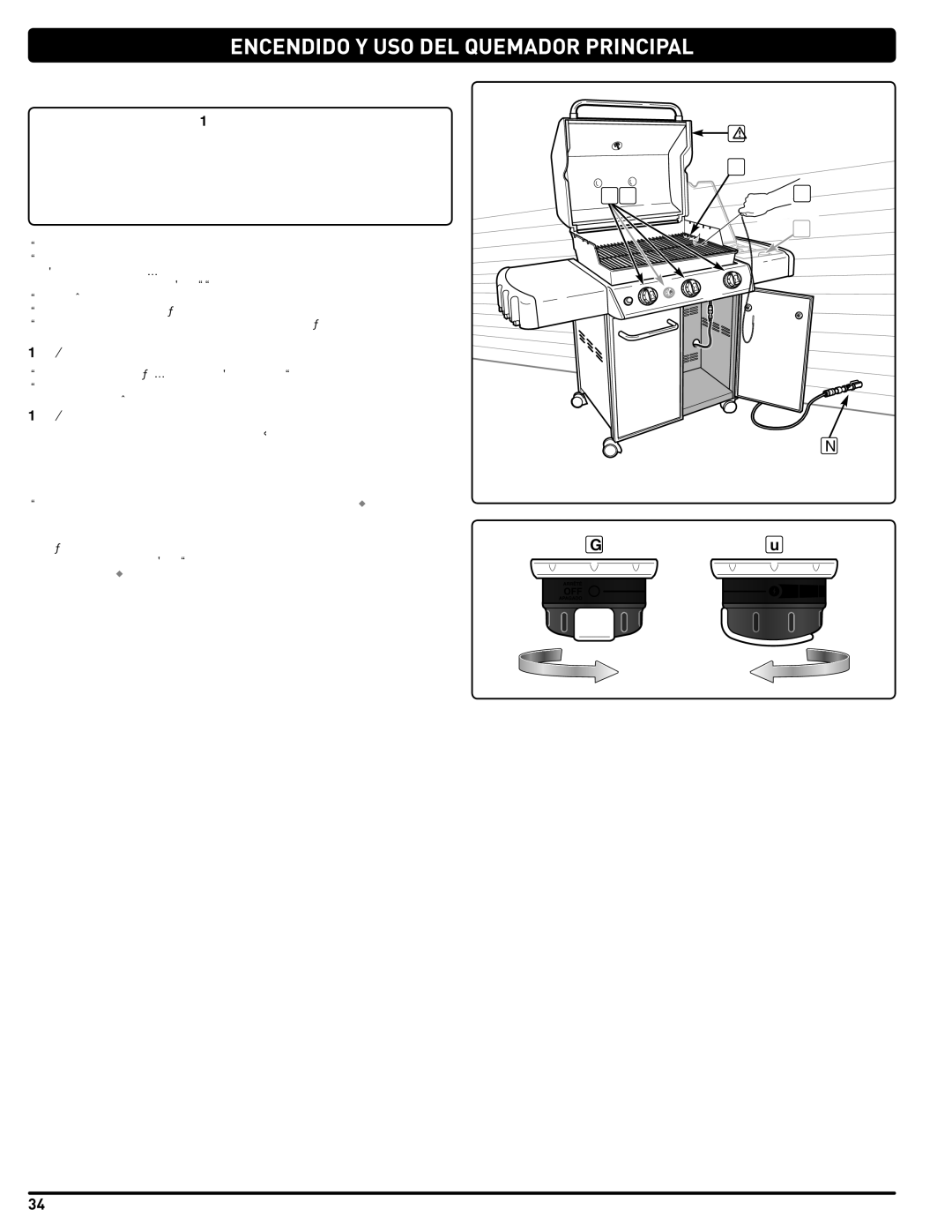 Weber 56515 manual Encendido Manual DEL Quemador Principal 