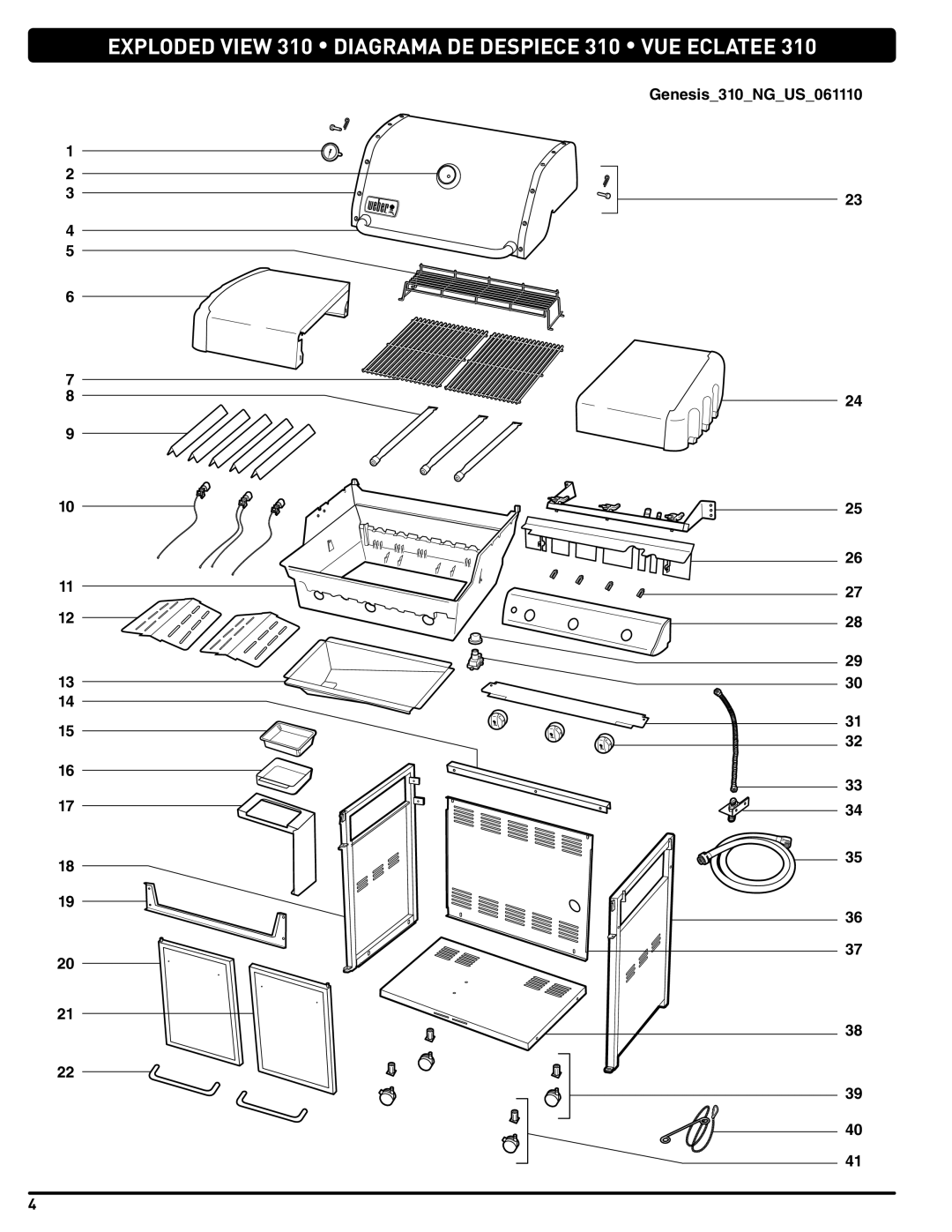 Weber 56515 manual VEXPLODED View 310 Diagrama DE Despiece 310 VUE Eclatee 