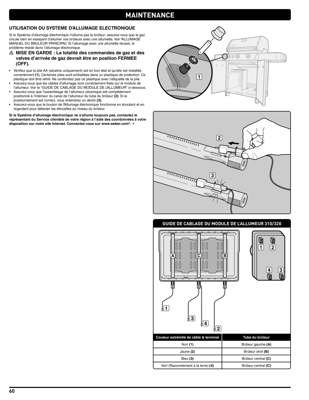 Weber 56515 manual Utilisation DU Systeme D’ALLUMAGE Electronique, Guide DE Cablage DU Module DE L’ALLUMEUR 310/320 