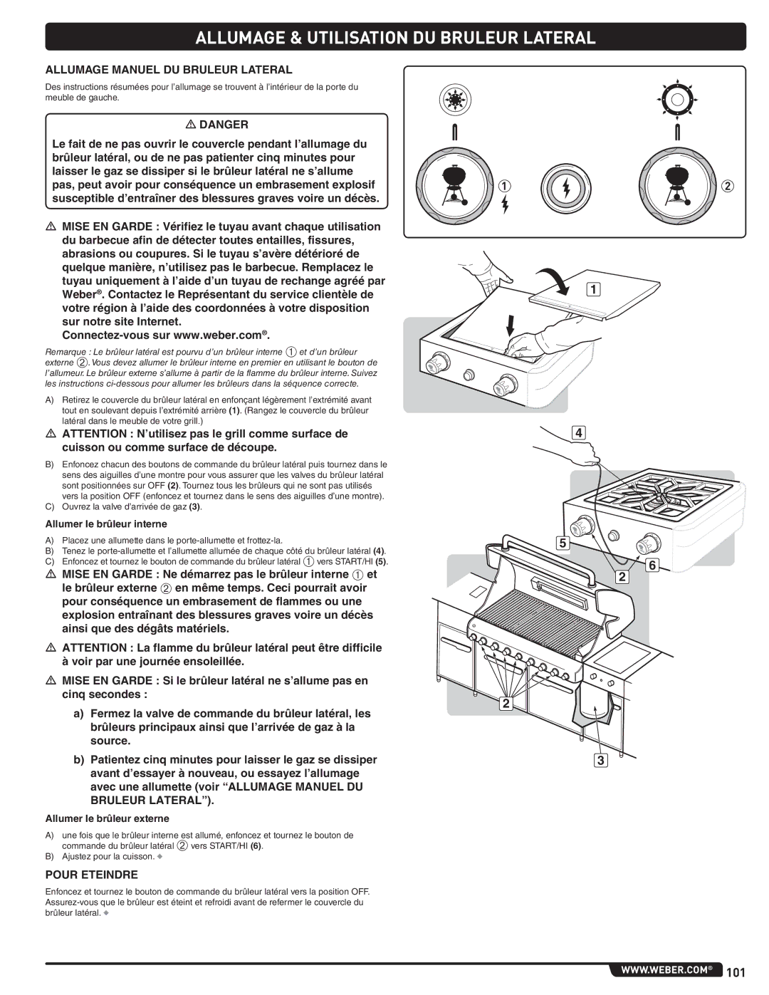 Weber 56567 manual Allumage Manuel DU Bruleur Lateral 