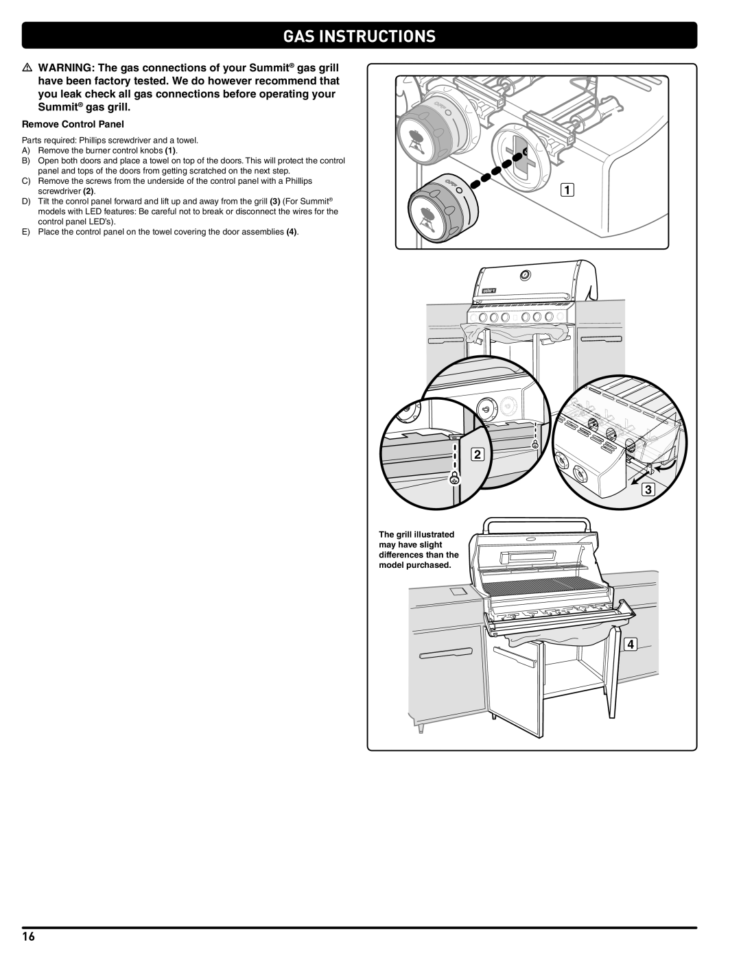 Weber 56567 manual Remove Control Panel 