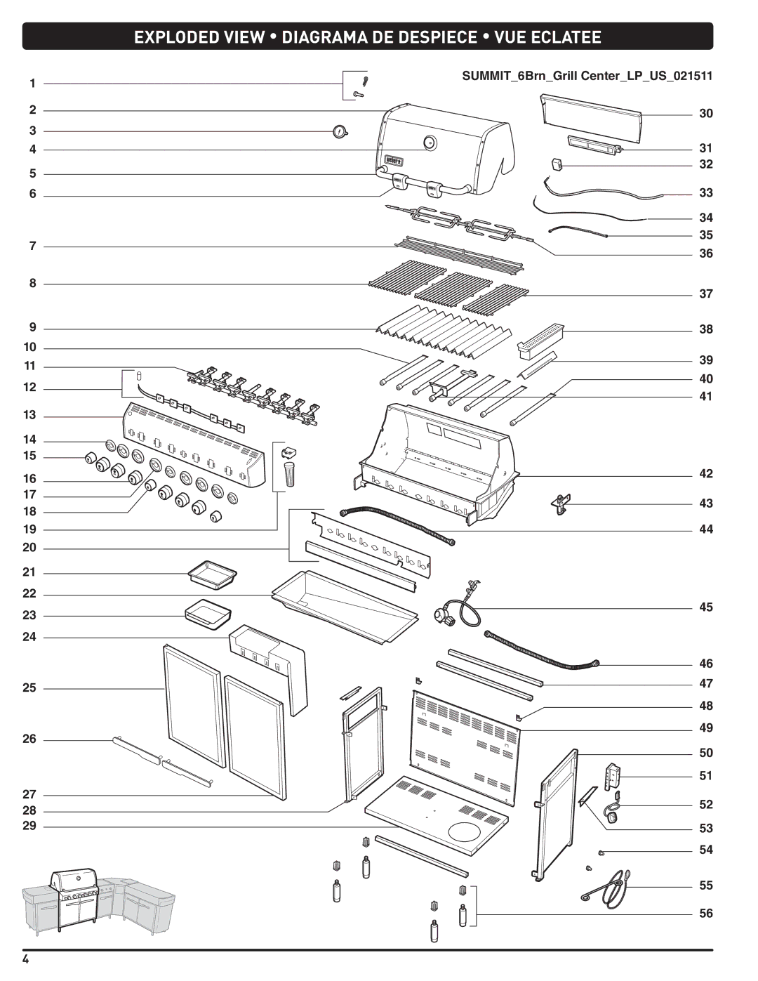 Weber 56567 manual Exploded View Diagrama DE Despiece VUE Eclatee 