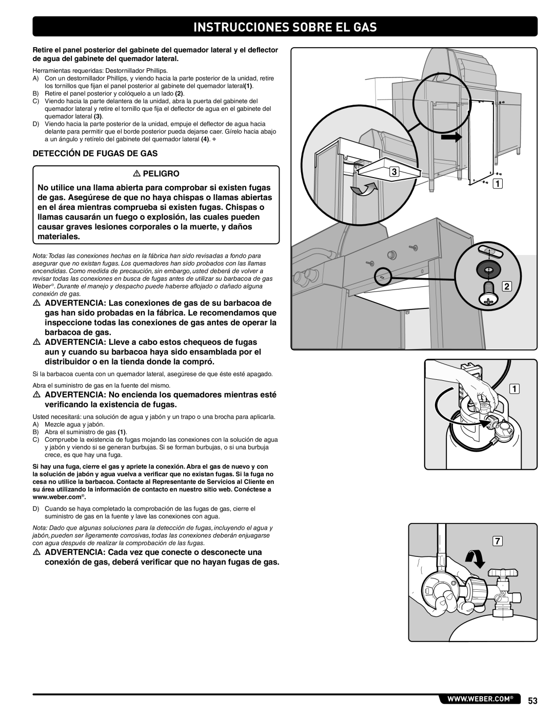 Weber 56567 manual Detección DE Fugas DE GAS 