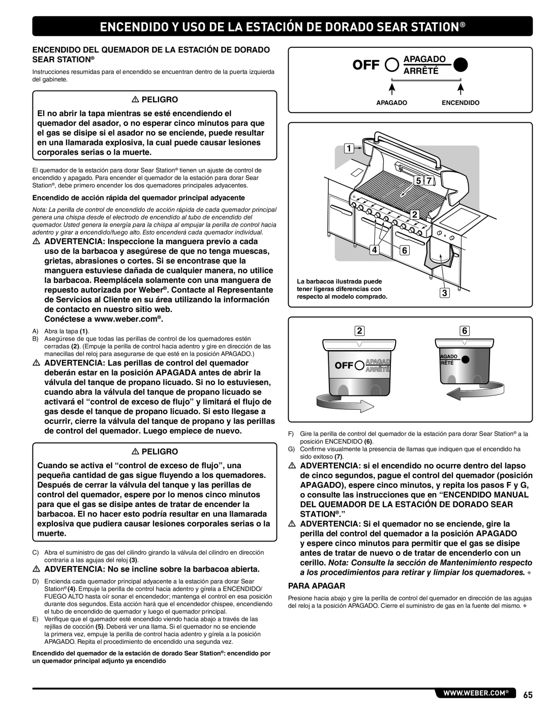 Weber 56567 manual Encendido Y USO DE LA Estación DE Dorado Sear Station 