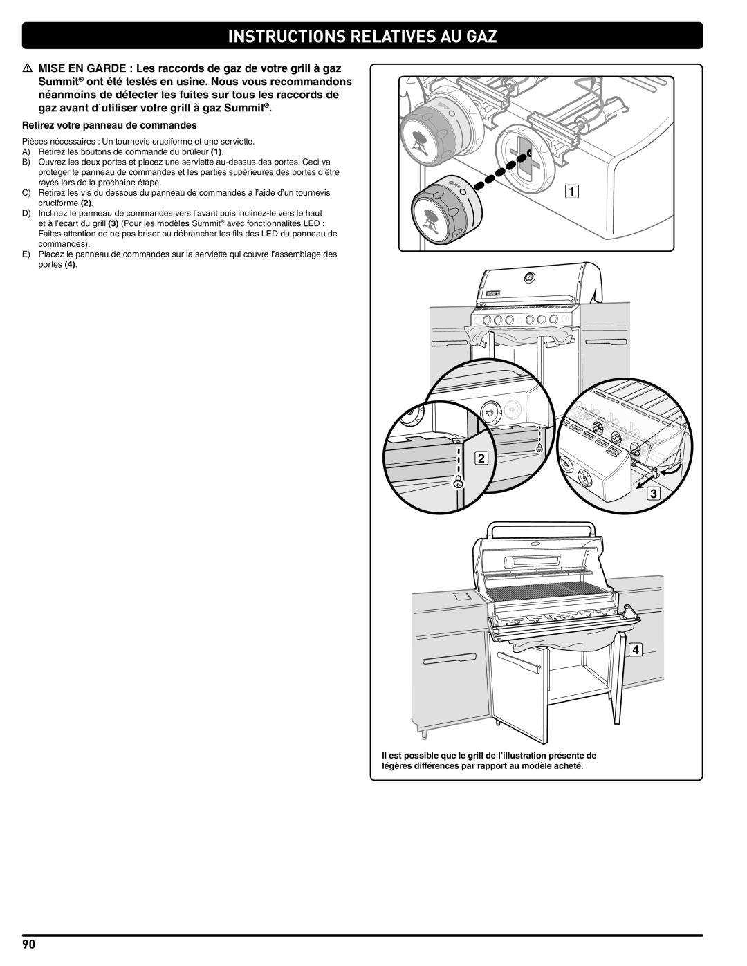 Weber 56567 manual Retirez votre panneau de commandes 