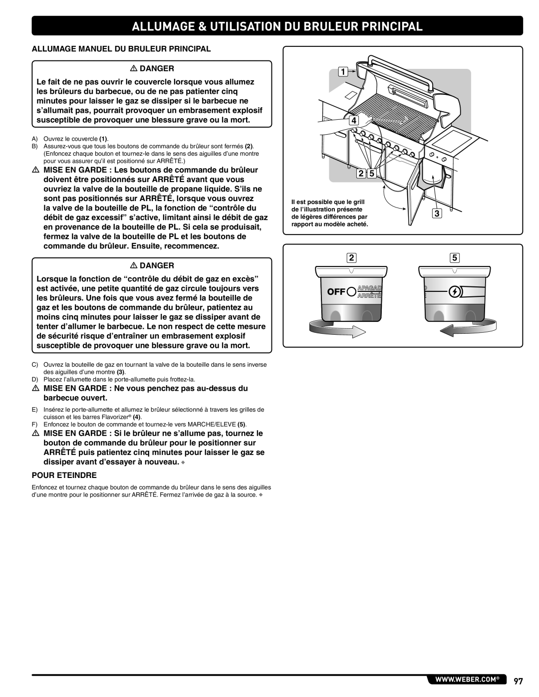 Weber 56567 manual Allumage Manuel DU Bruleur Principal 