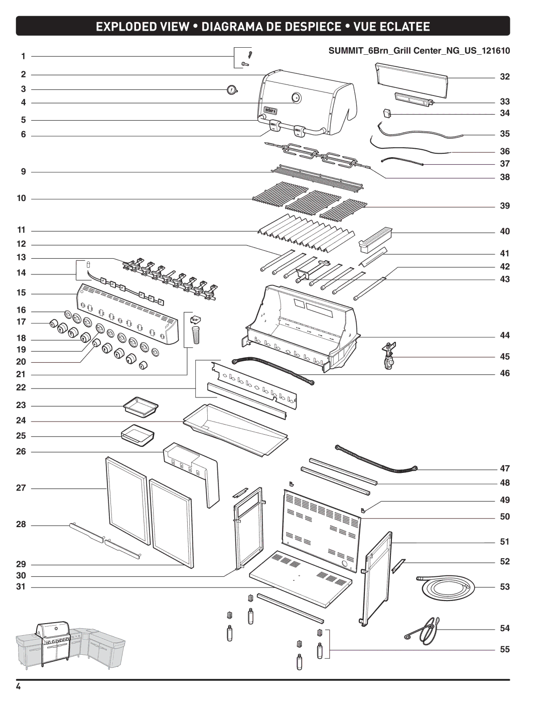 Weber 56568 manual Exploded View Diagrama DE Despiece VUE Eclatee 