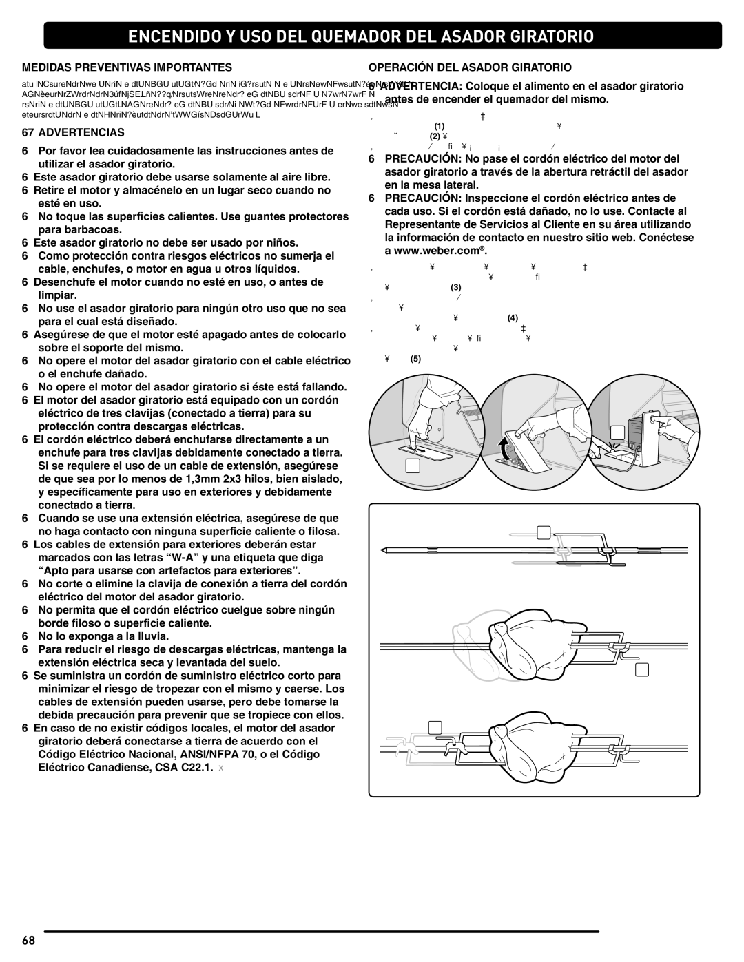 Weber 56568 manual Medidas Preventivas Importantes, Operación DEL Asador Giratorio 