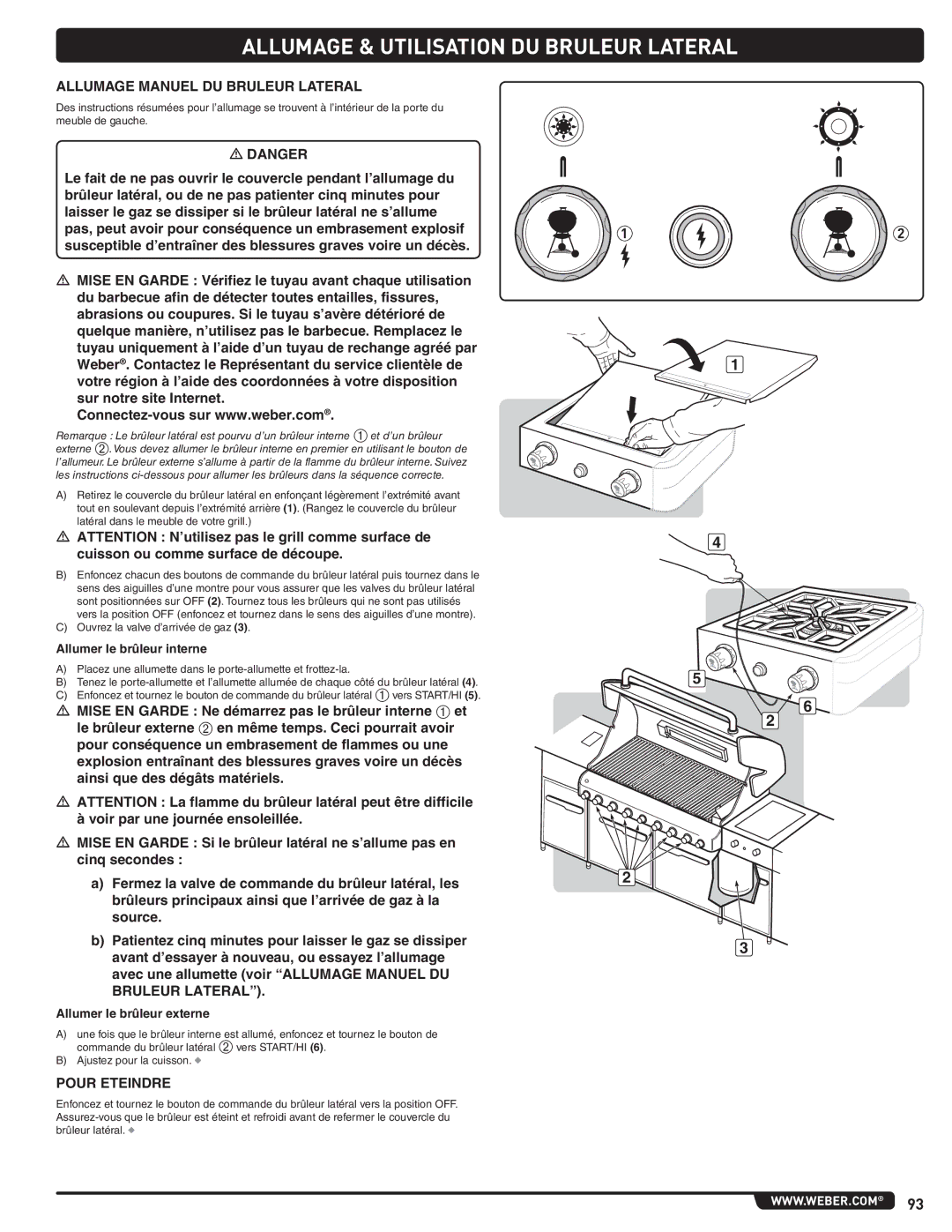 Weber 56568 manual Allumage Manuel DU Bruleur Lateral 