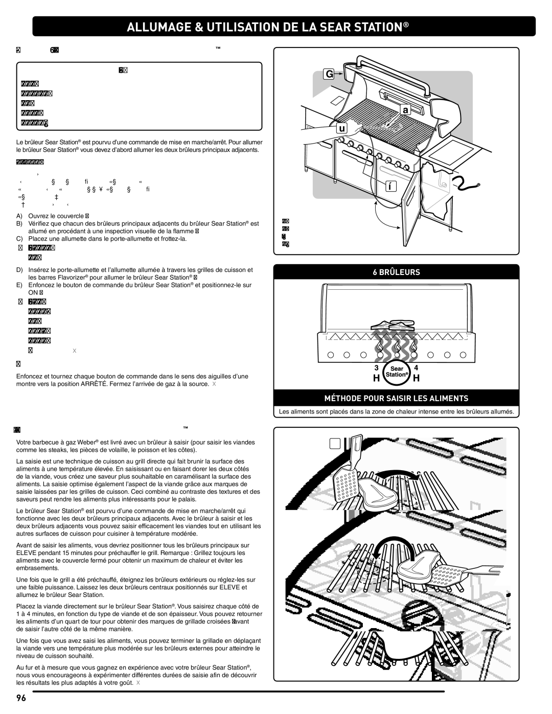 Weber 56568 manual Allumage Manuel DU Bruleur Sear Station, Utilisation DU Bruleur Sear Station 