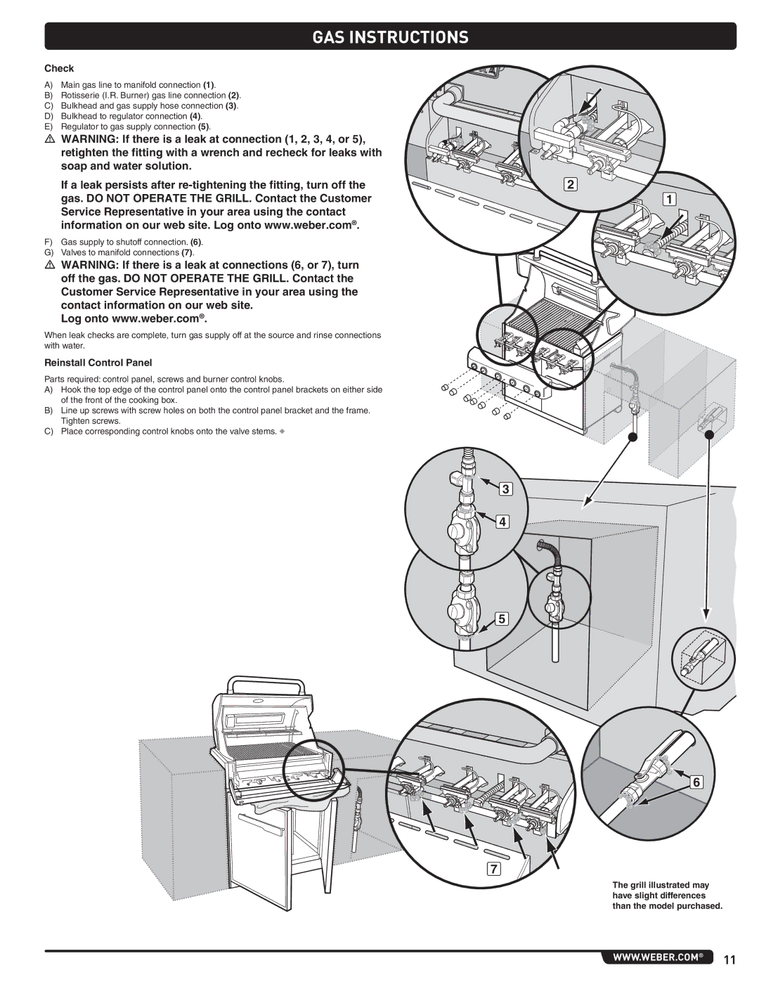 Weber 56576 manual Check, Reinstall Control Panel 