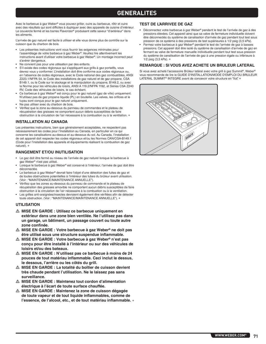 Weber 56576 manual Generalites 