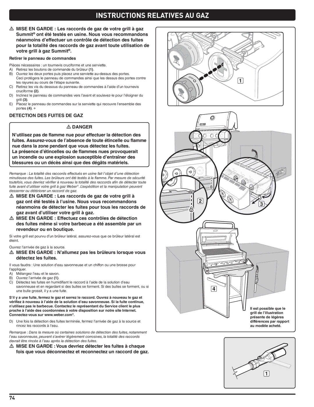 Weber 56576 manual Detection DES Fuites DE GAZ, Retirer le panneau de commandes 