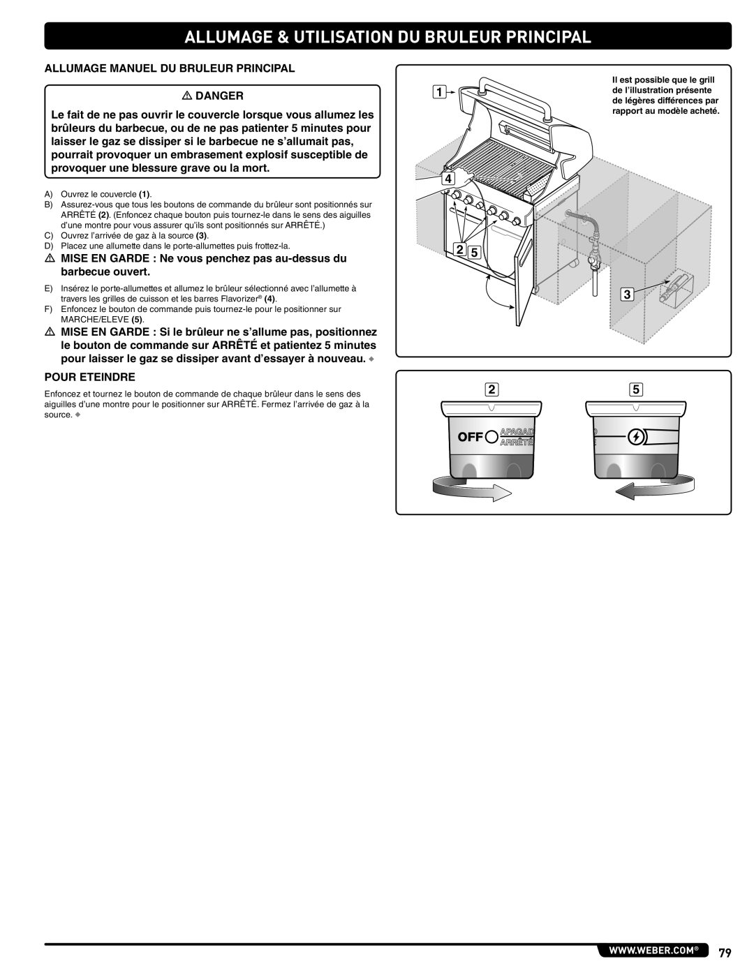 Weber 56576 manual Allumage & Utilisation Du Bruleur Principal, Il est possible que le grill 