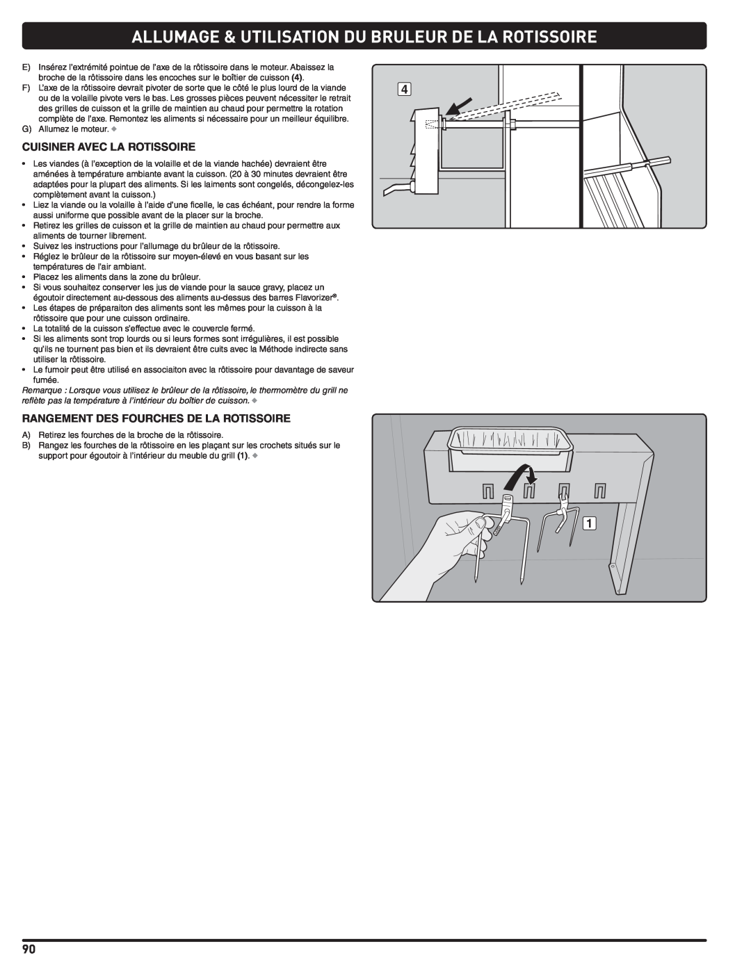 Weber 56576 manual Allumage & Utilisation Du Bruleur De La Rotissoire, Cuisiner Avec La Rotissoire 