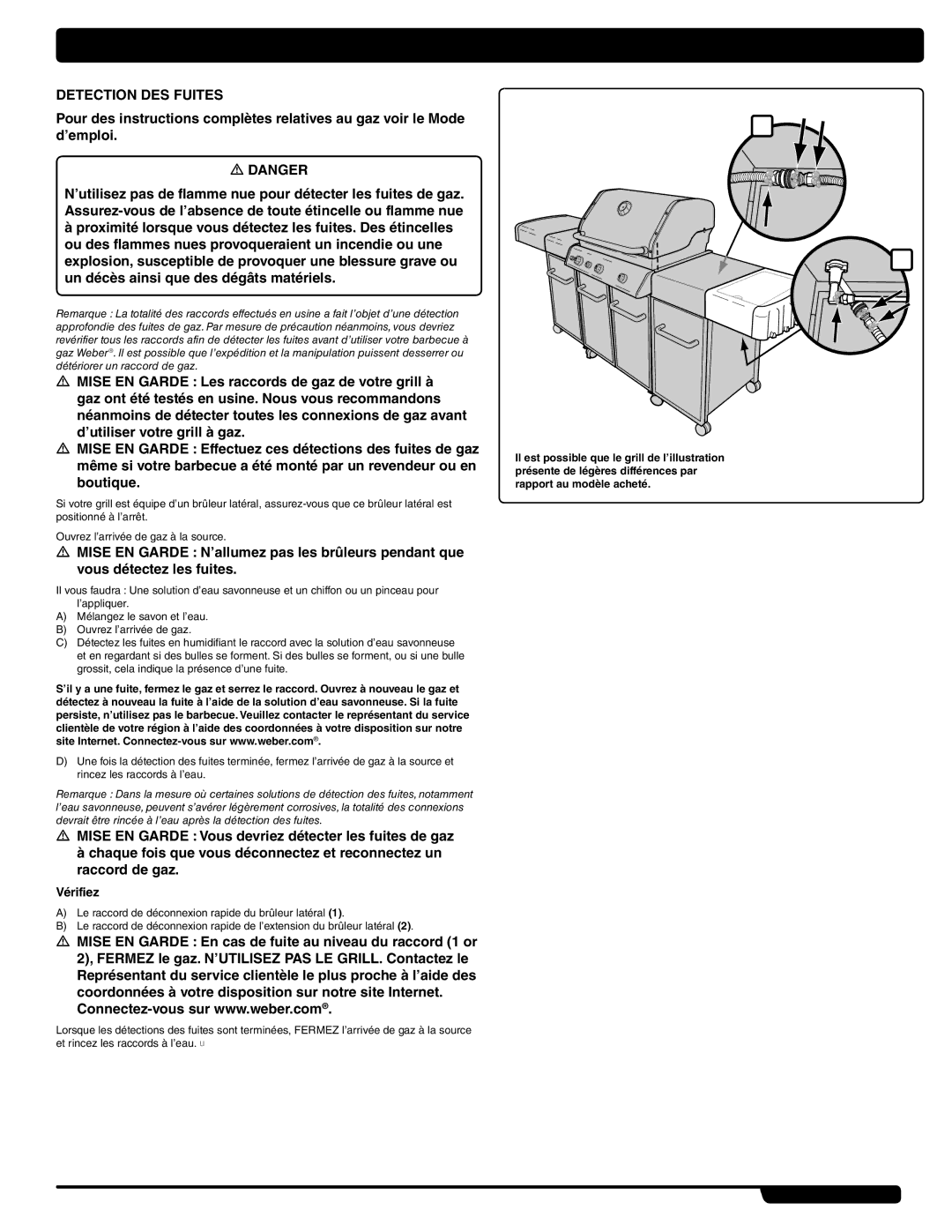 Weber 56733 manual Detection DES Fuites 