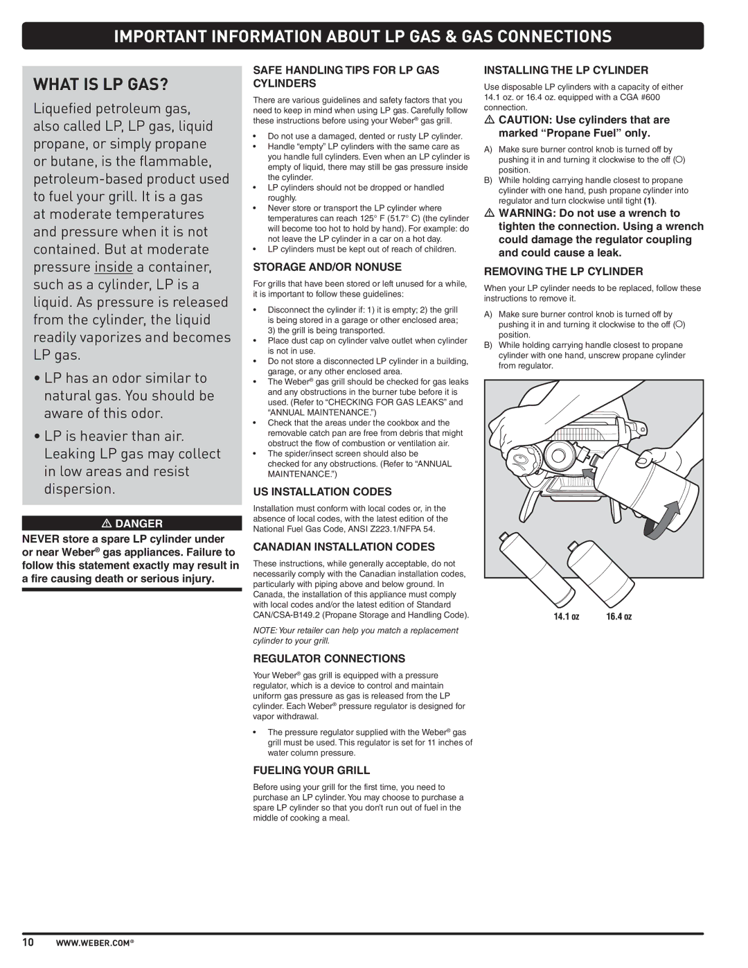 Weber 57503 manual Important Information about LP GAS & GAS Connections, What is LP GAS? 