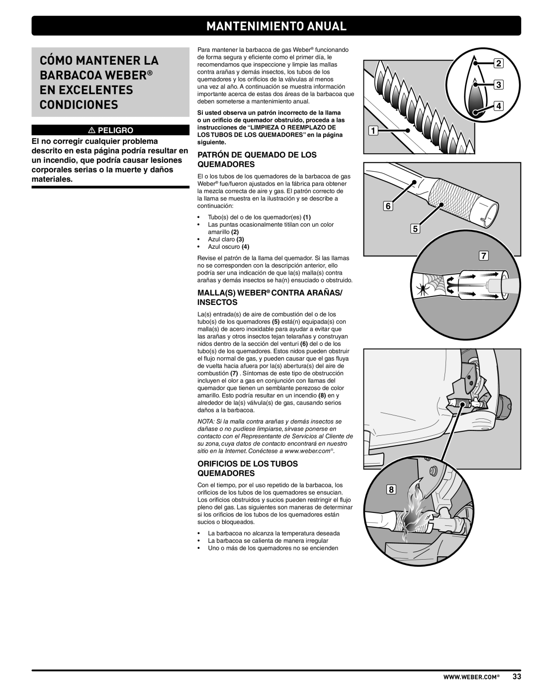 Weber 57503 manual Mantenimiento Anual, Cómo Mantener LA Barbacoa Weber EN Excelentes Condiciones 