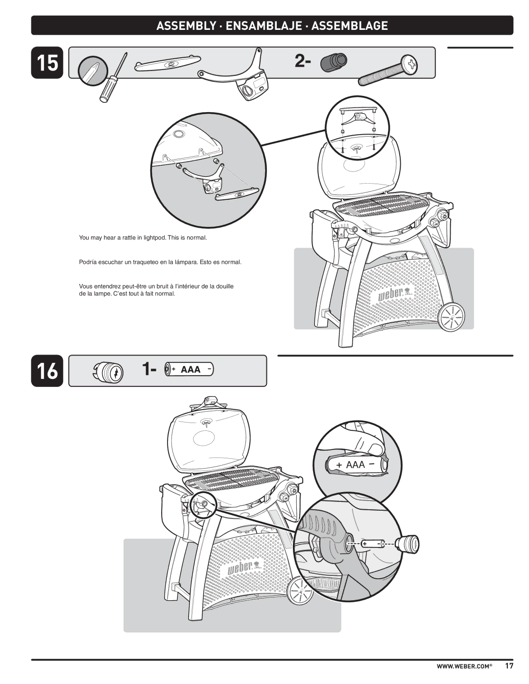 Weber 57515 manual Assembly · Ensamblaje · Assemblage 