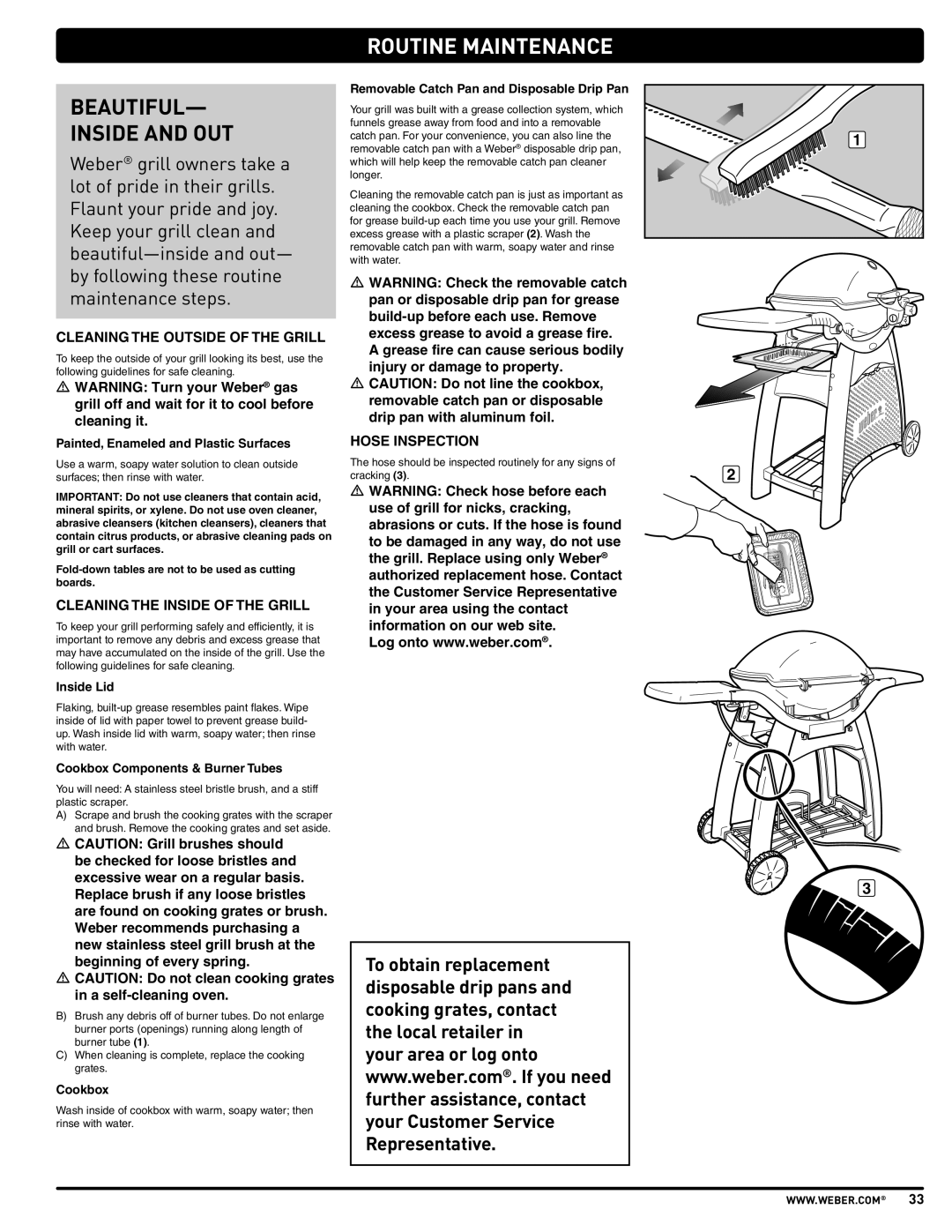 Weber 57515 manual Beautiful Inside and OUT, Routine Maintenance, Cleaning the Outside of the Grill 