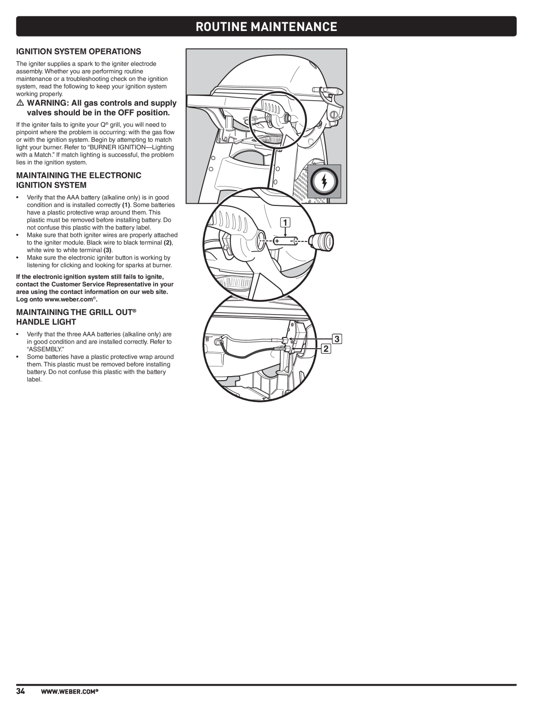 Weber 57515 manual Routine Maintenance, Ignition System Operations, Maintaining The Electronic Ignition System 