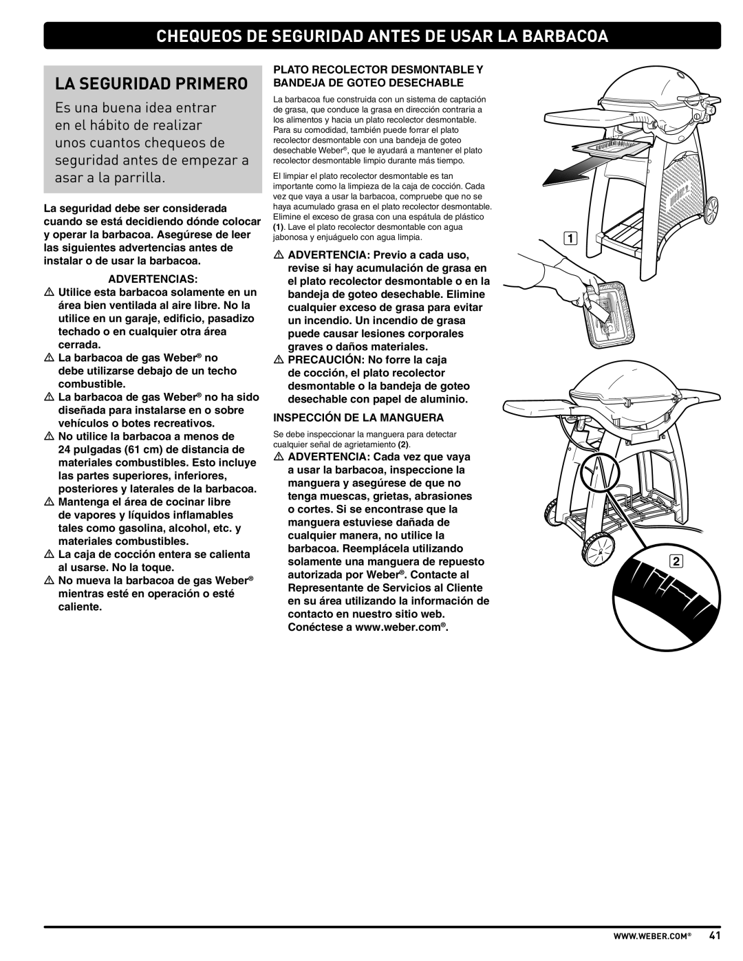 Weber 57515 manual Chequeos De Seguridad Antes De Usar La Barbacoa, La Seguridad Primero 