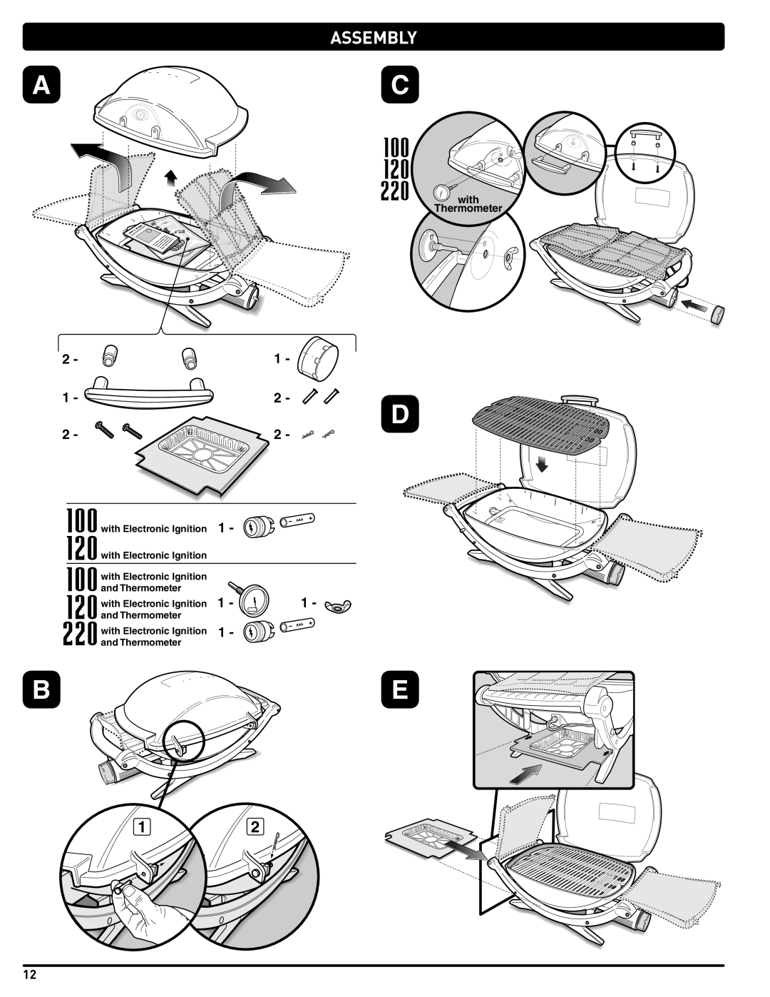 Weber 59765, LPG Gas Barbecue instruction manual Assembly 