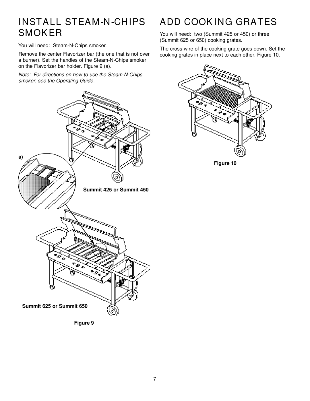 Weber 625 manual Install STEAM-N-CHIPS Smoker, ADD Cooking Grates 