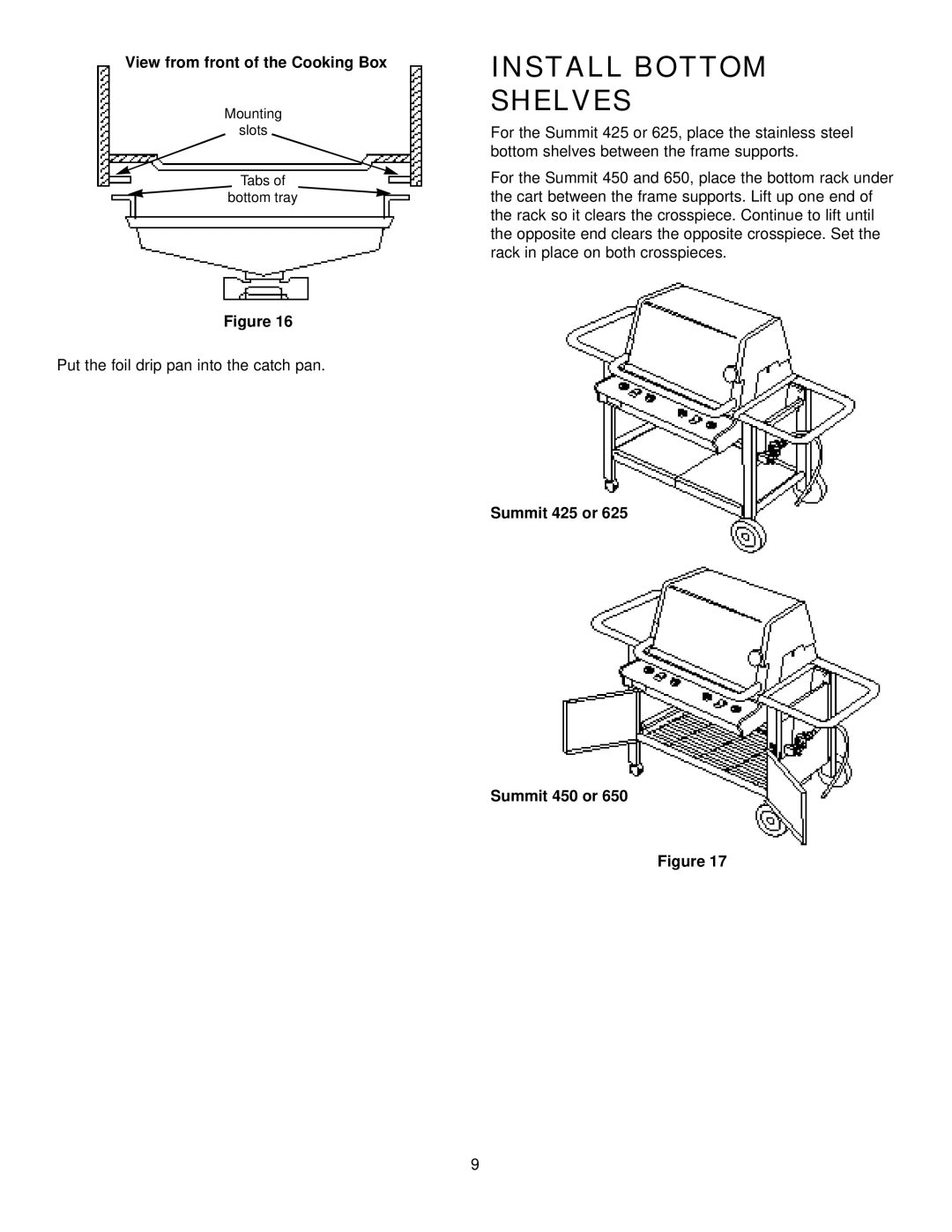 Weber 625 manual Install Bottom Shelves 