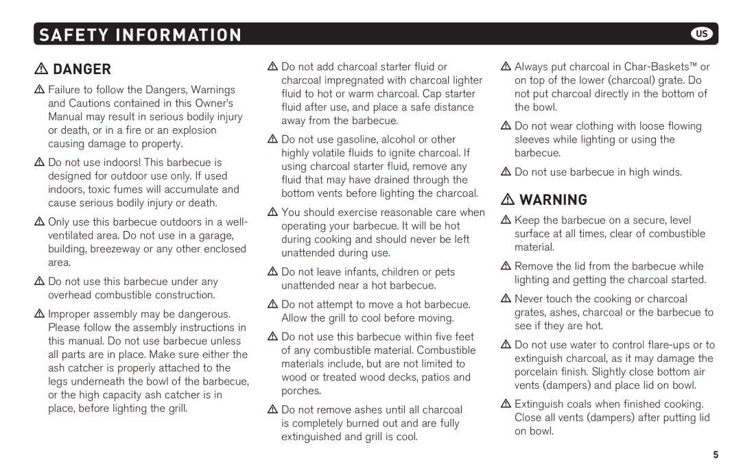 Weber 62620 manual Safety Information 