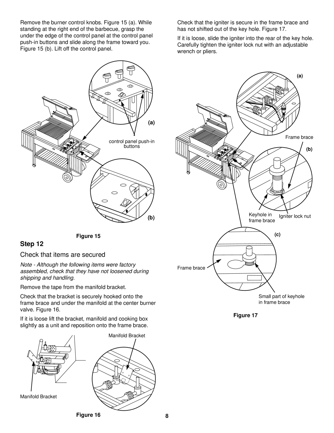 Weber 63601, 3400 LP manual Check that items are secured 