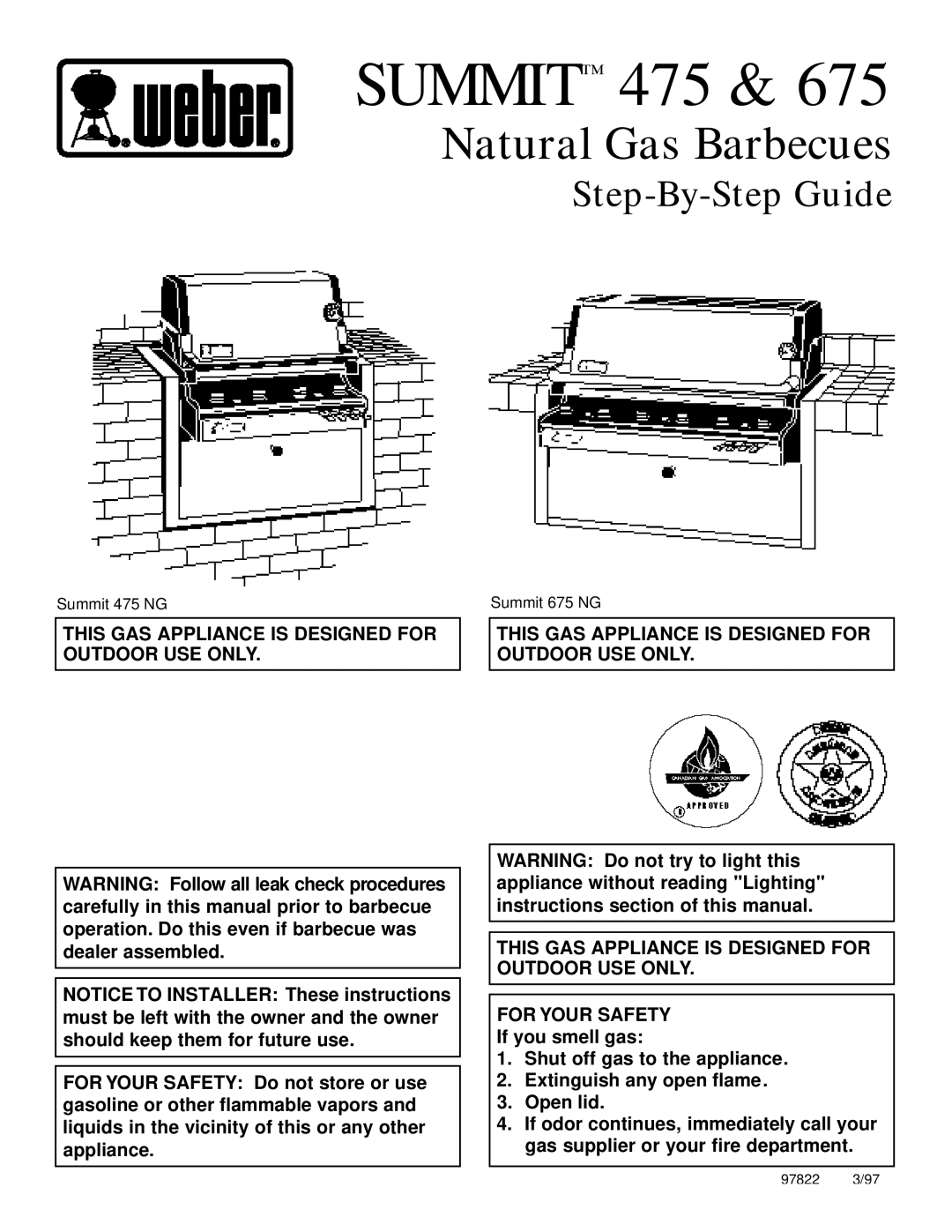 Weber 675 manual Summit 475 