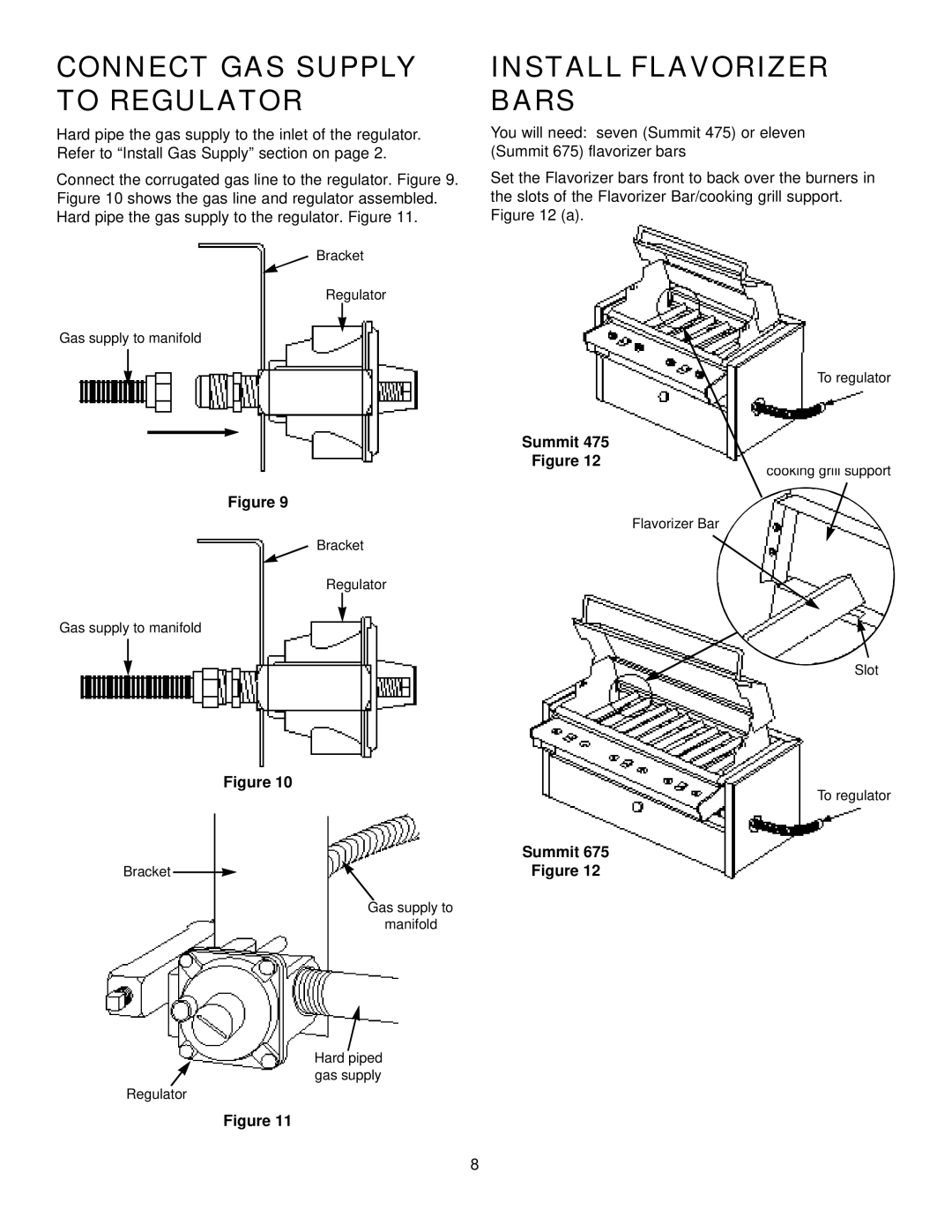 Weber 675, 475 manual Connect GAS Supply to Regulator, Install Flavorizer Bars 