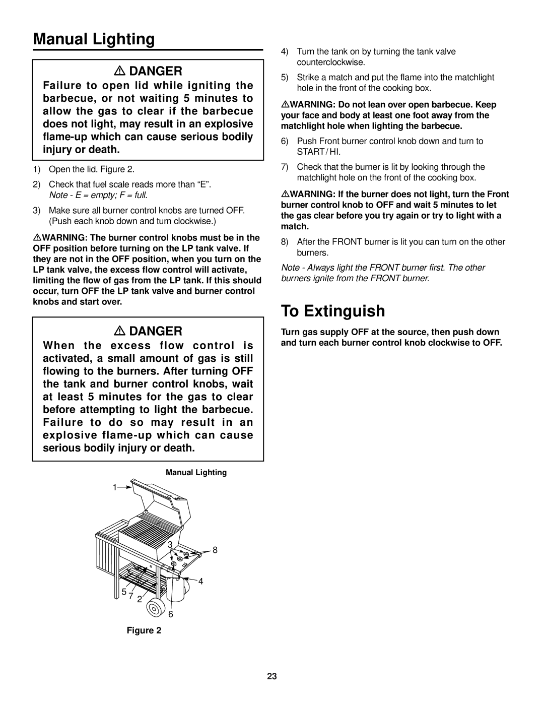 Weber 700 LX owner manual Manual Lighting 