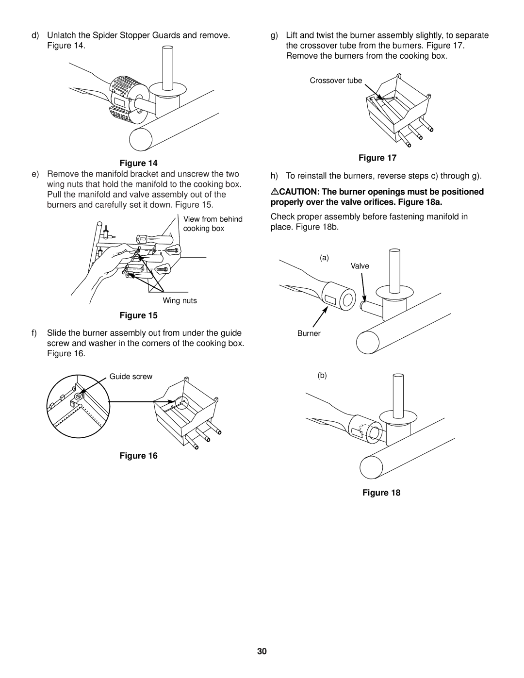 Weber 700 LX owner manual To reinstall the burners, reverse steps c through g 