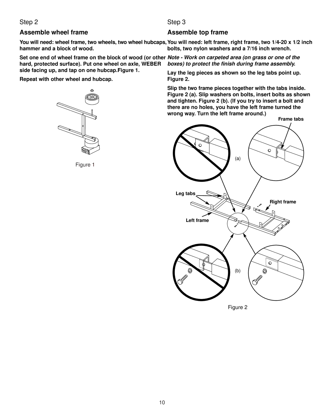 Weber 700 LX owner manual Assemble wheel frame, Assemble top frame 