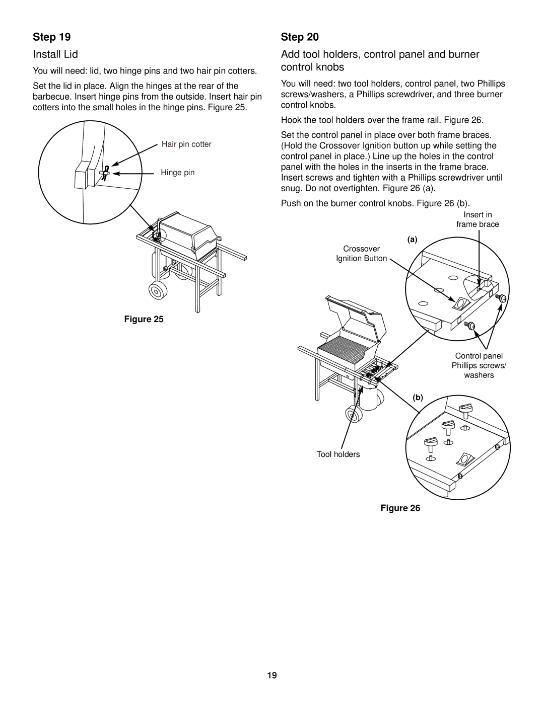 Weber 700 LX owner manual Install Lid, Add tool holders, control panel and burner control knobs 