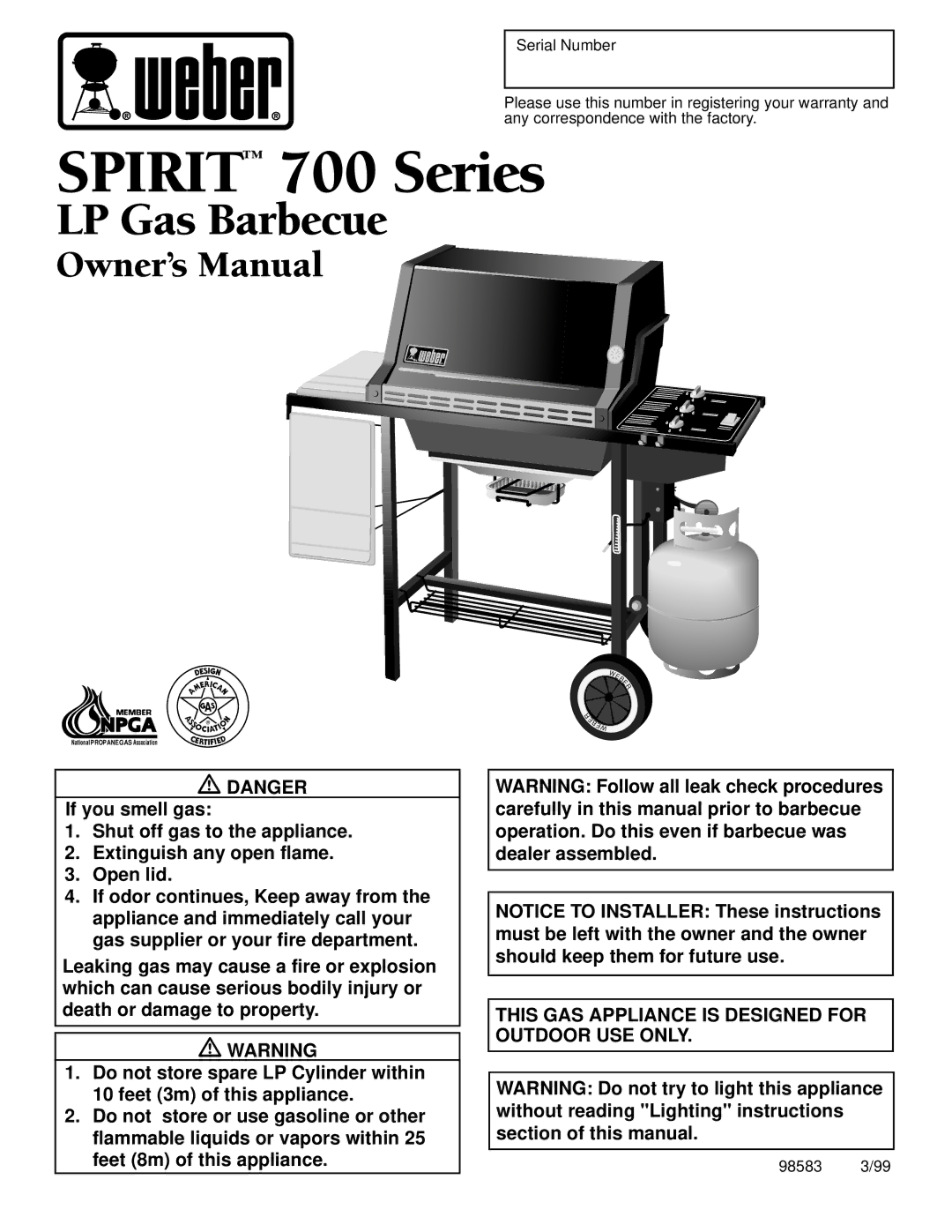 Weber owner manual Spirit 700 Series 