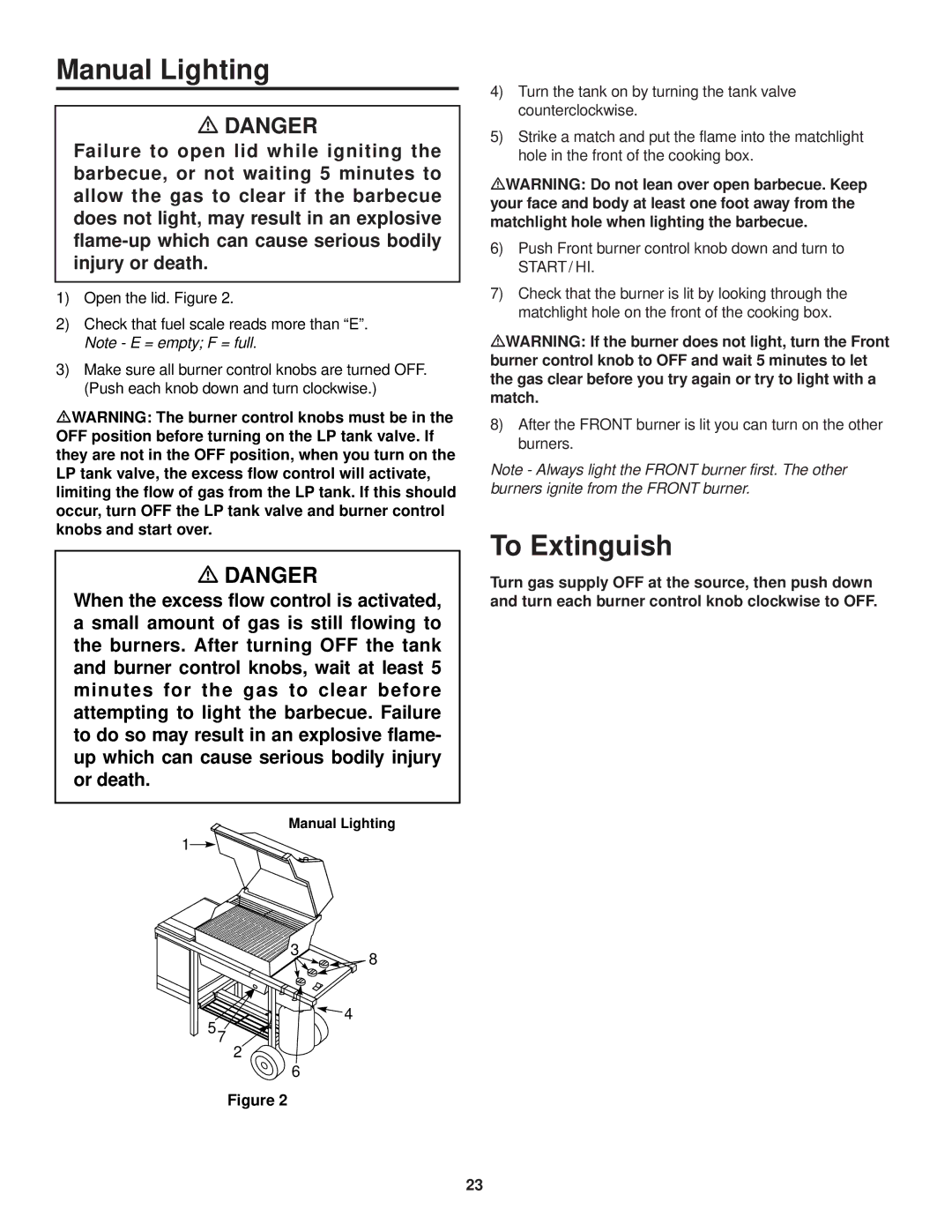 Weber 700 owner manual Manual Lighting 