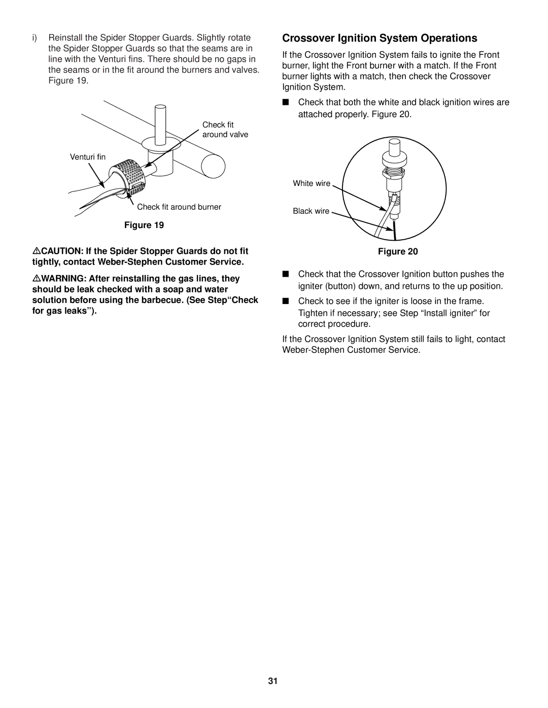 Weber 700 owner manual Crossover Ignition System Operations 