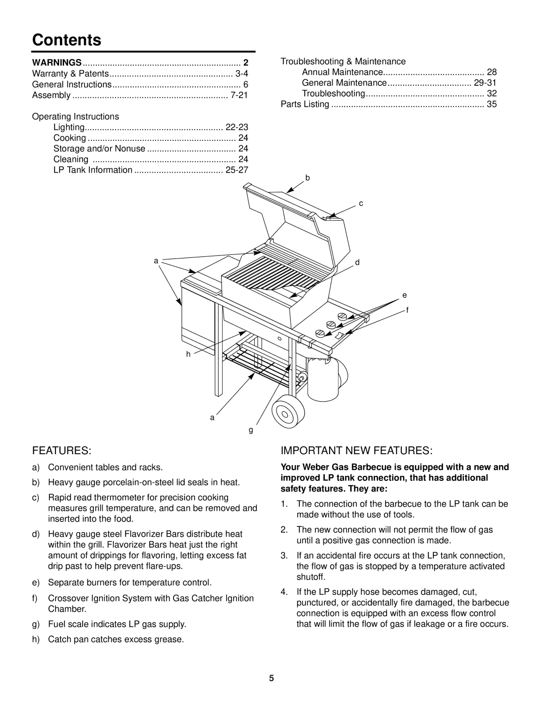 Weber 700 owner manual Contents 