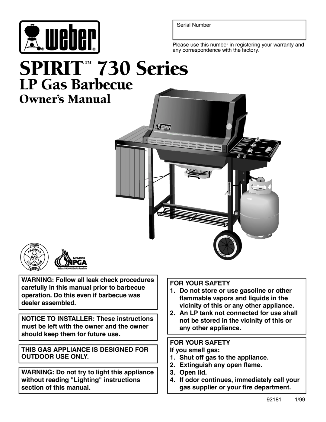 Weber owner manual Spirit 730 Series 