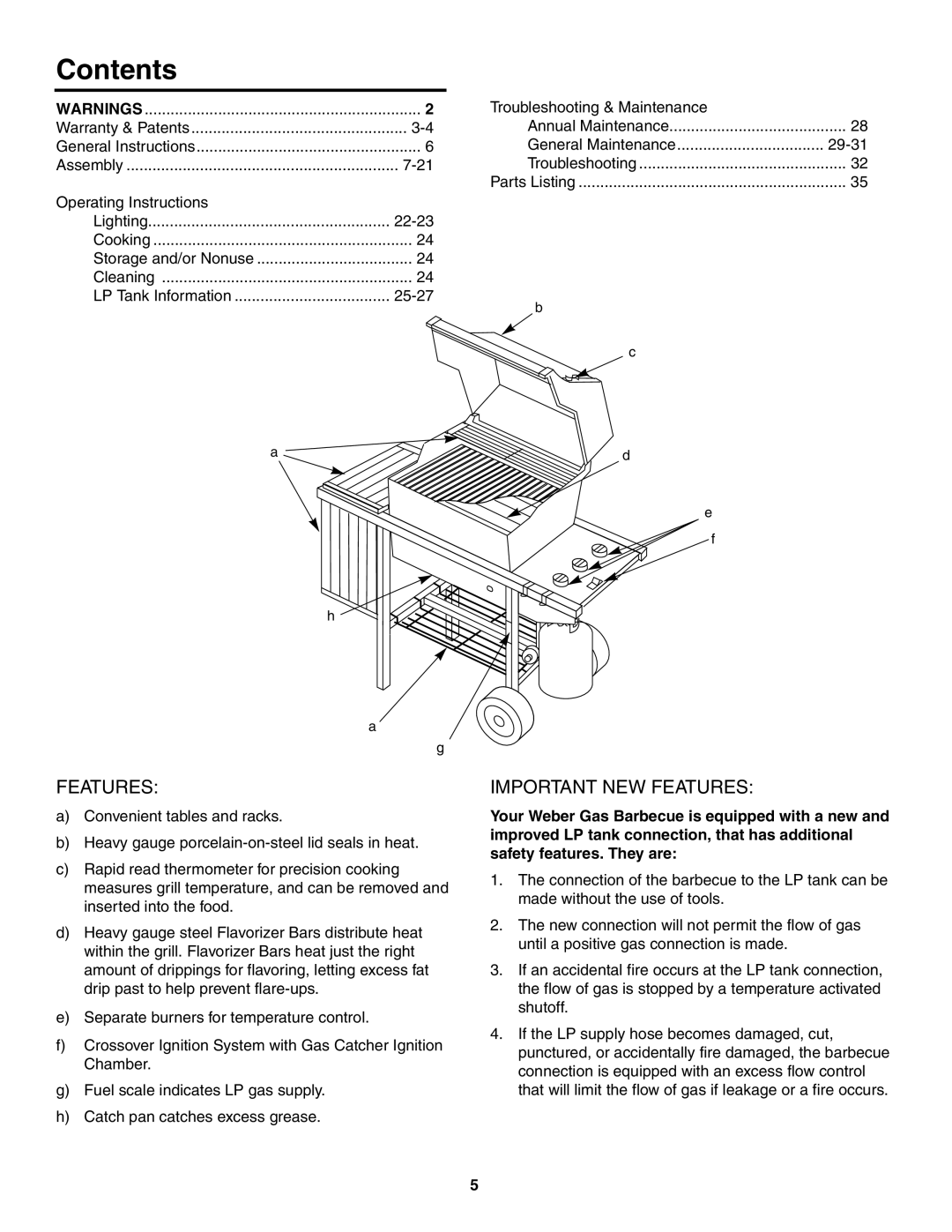 Weber 730 Series owner manual Contents 