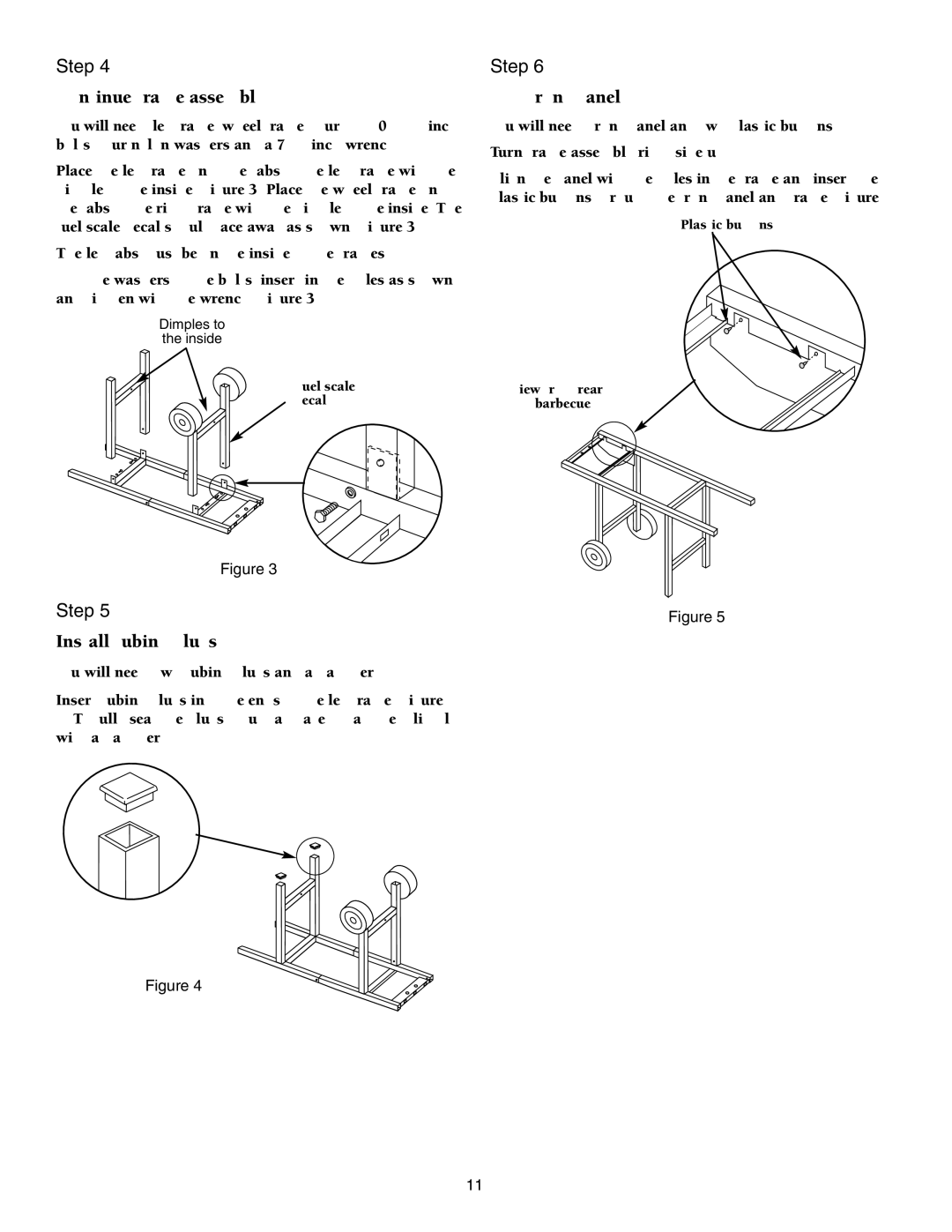 Weber 730 owner manual Continue frame assembly, Install tubing plugs, Add front panel 