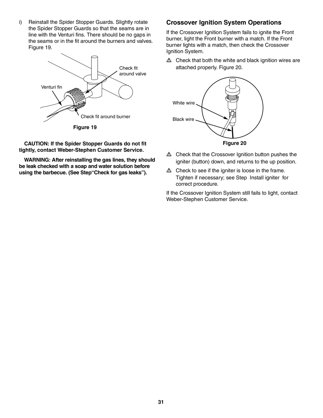 Weber 730 owner manual Crossover Ignition System Operations 