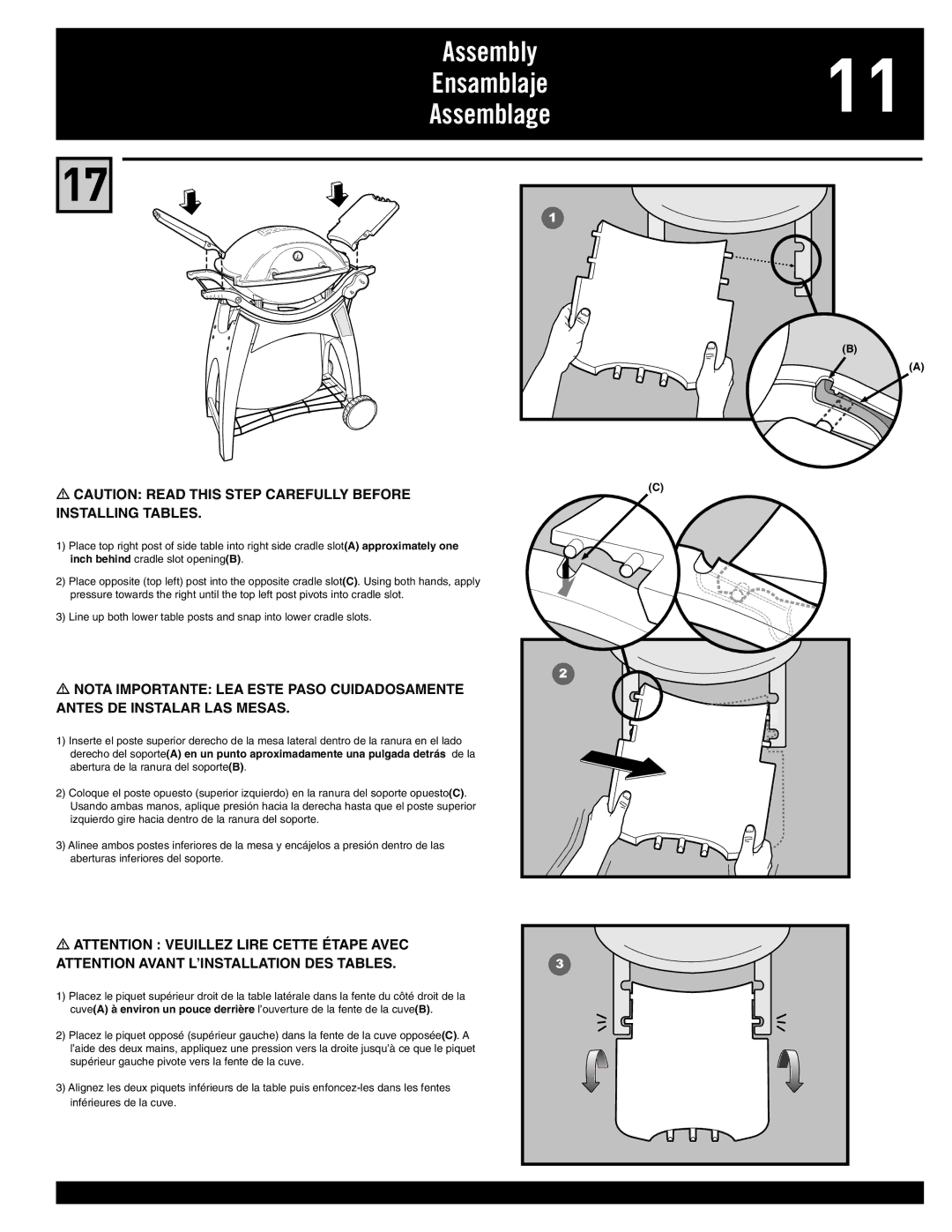 Weber Q 300, 77576 manual Assembly Ensamblaje11 Assemblage 