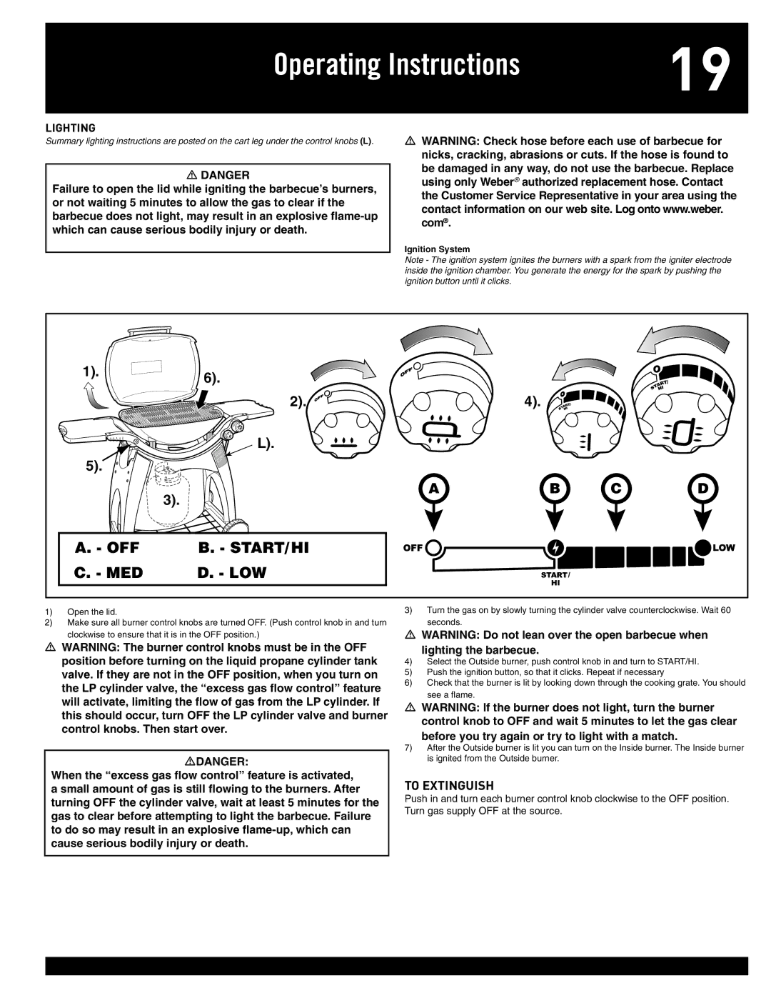 Weber Q 300, 77576 manual Lighting, Ignition System 