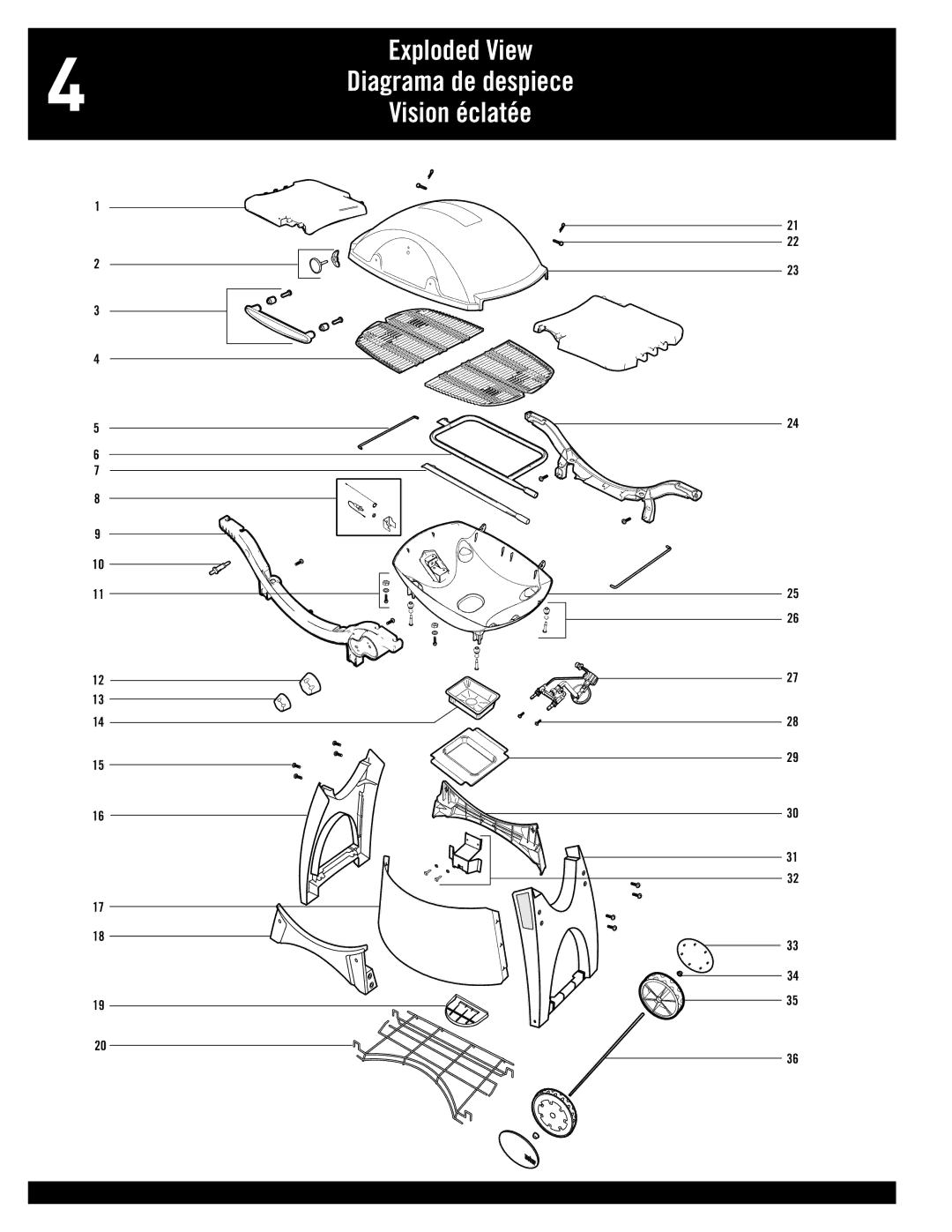 Weber 77576, Q 300 manual Exploded View Diagrama de despiece Vision éclatée 