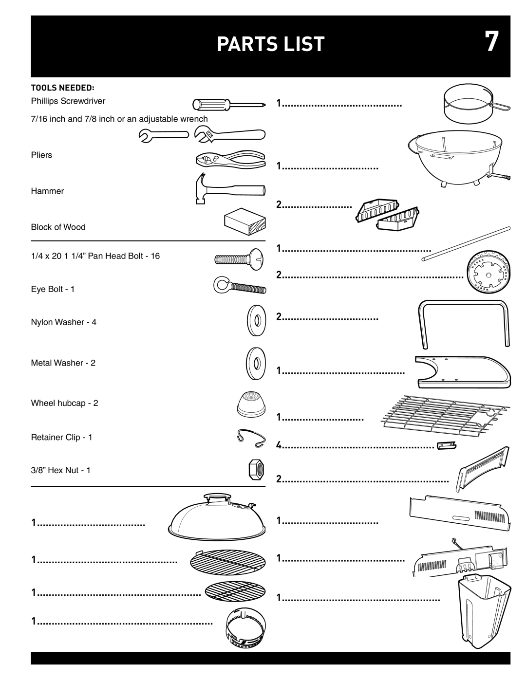 Weber 78763 manual Parts List 